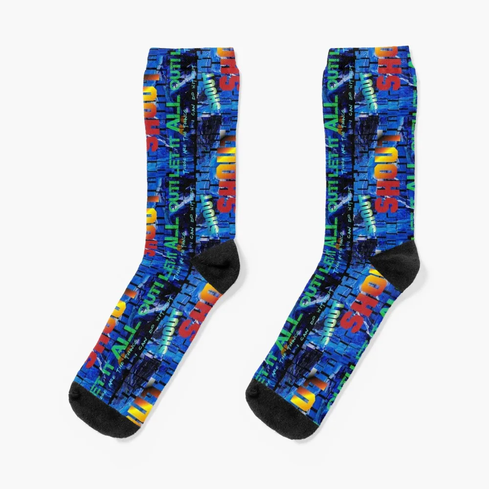 Shout, Shout, Let it All Out, These Are the Things I Can do Without - funky background Socks designer brand Socks Man Women's