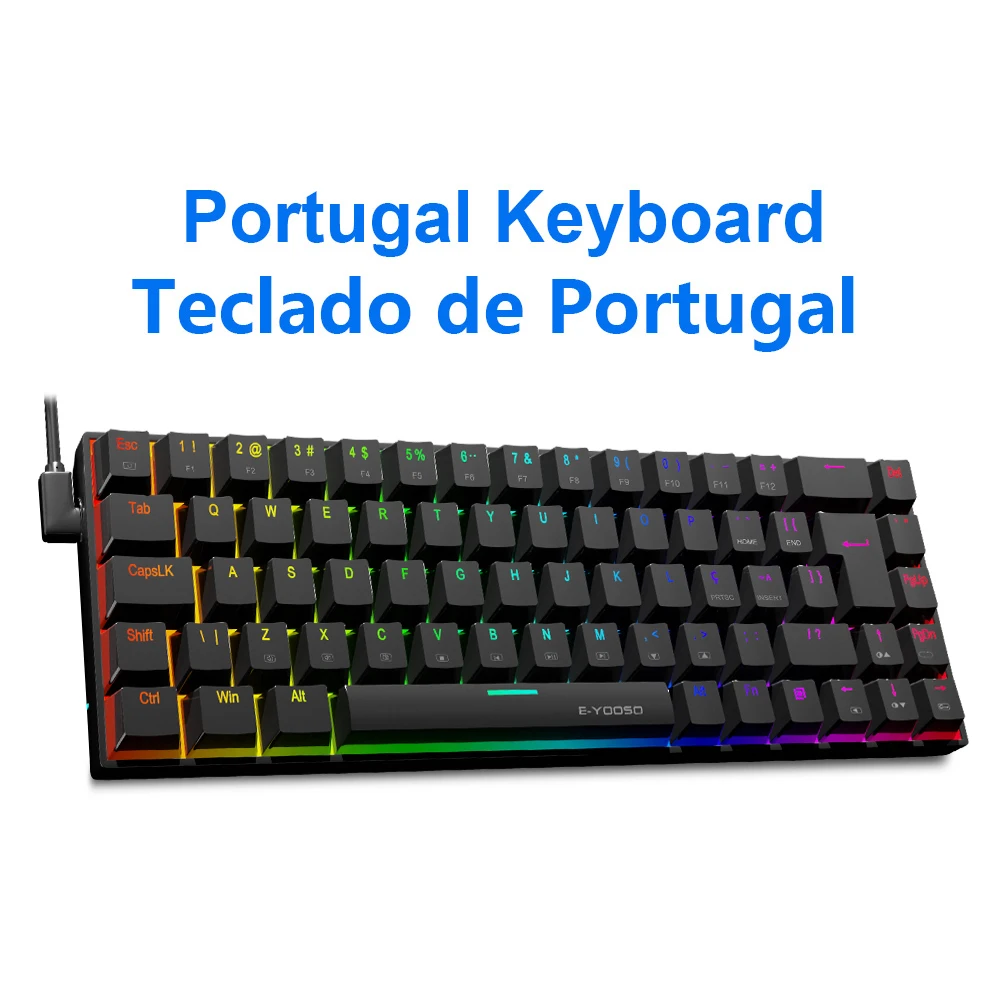 E-YOOSO Z686 RGB USB 60% Mini slim Mechanical Gaming Wired Keyboard Red Switch 68 Keys Gamer for Compute PC Laptop
