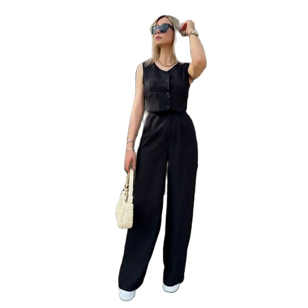 

Summer 2024 Europe And America Suit Women's Vest Short Trousers High Sense Women's Casual Fashion Two-piece Women's Tide.