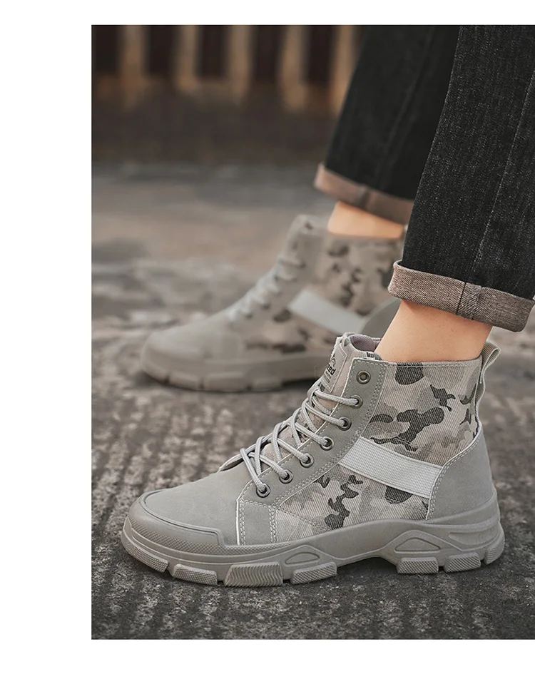 Herren Camouflage High-Top Kampfstiefel 3 Farben Atmungsaktive Outdoor-Wanderschuhe – Detail 12