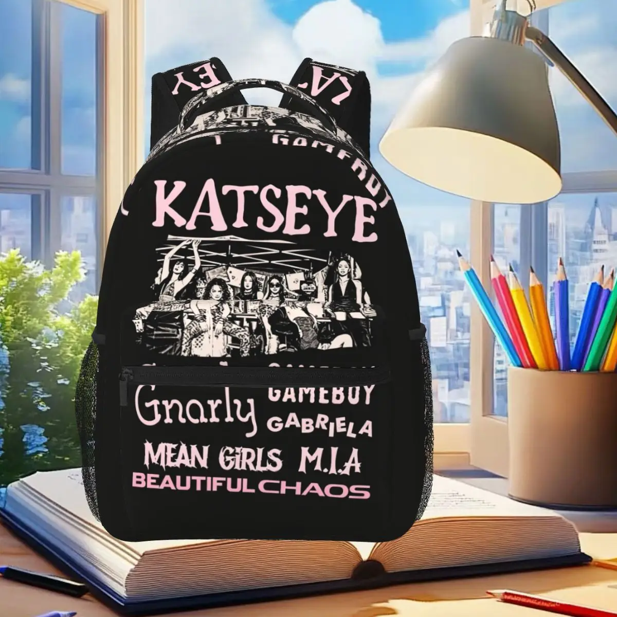 Retro Katseye Beautiful Chaos 1 Backpack Student Boys Girls BookBag Kids School Bag Laptop Shoulder Bags for Men Women