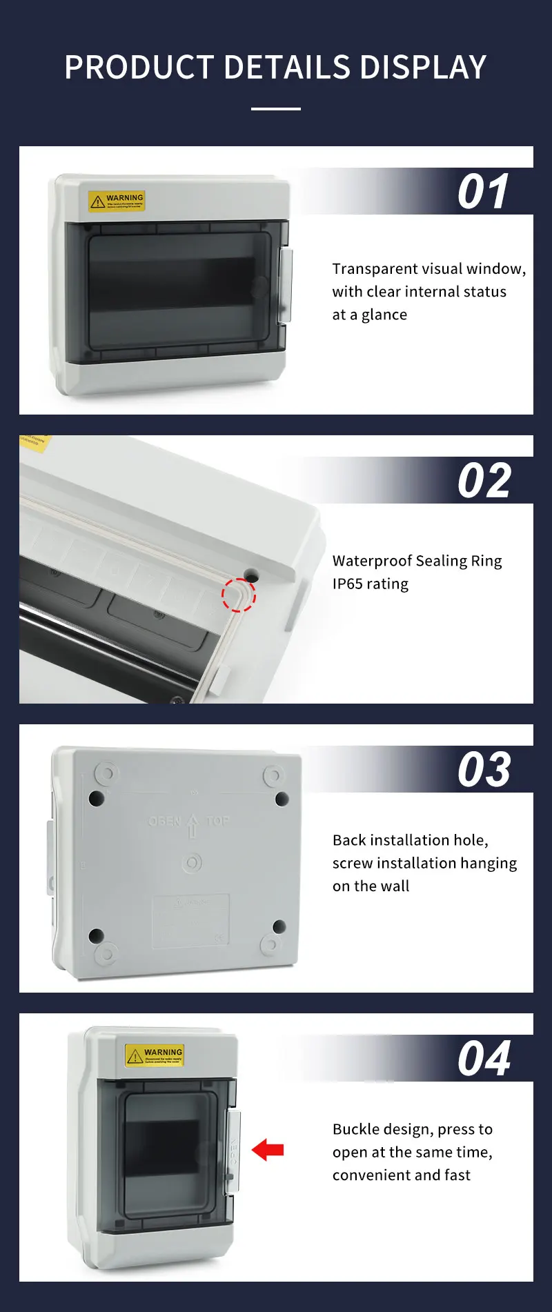 DIY GO HS Serie 4/6/9/12/15/18/24/36-Wege IP65 Wasserdichte Verteilerdose Elektrisches Gehäuse Outdoor-Schalter Anschlussdose – Detail 6
