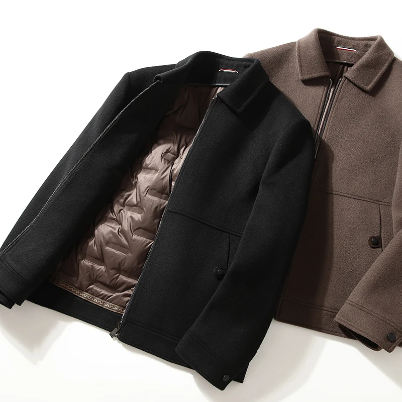 

Высококачественная шерстяная мужская повседневная куртка со съемным пуховым утеплителем для осени и зимы, деловой городской стиль, приталенный крой