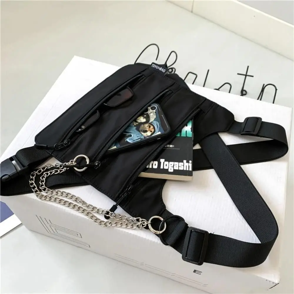 

Multi Pocket Men Chest Bag Nylon Large Capacity Man' s Vest Bag Multi Functional Phone Pack Message Crossbody Pouch Cycling