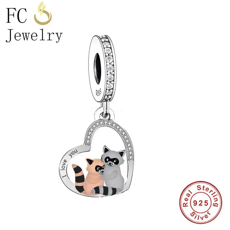 Fit Original Pan Charm Bracelet 100% 925 Silver Sister Mother Daughter Couple Raccoon Bead For Making Women Berloque 2024