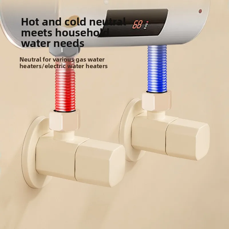 

For Household Use Cream White Copper Triangle Valve Three-way Faucet Toilet Washbasin Corner Valves Quick Opening Water Stop