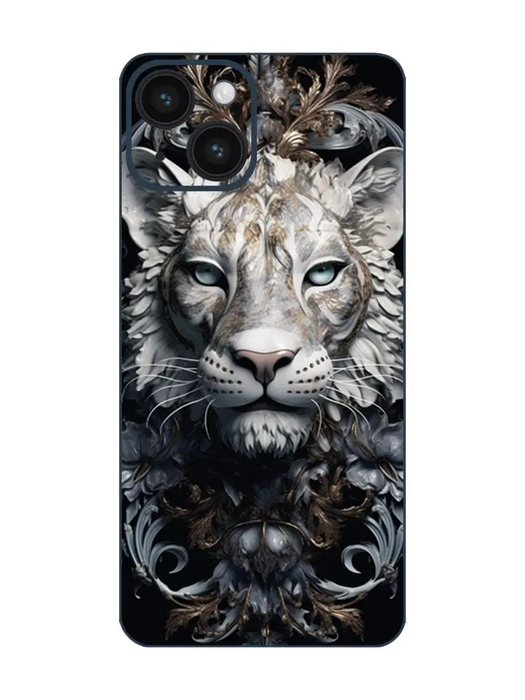 Ornate White Tiger Head Wallpaper Back Film - Unreal Engine 5, Medieval Fantasy - Stand Out with Your iPhone 14