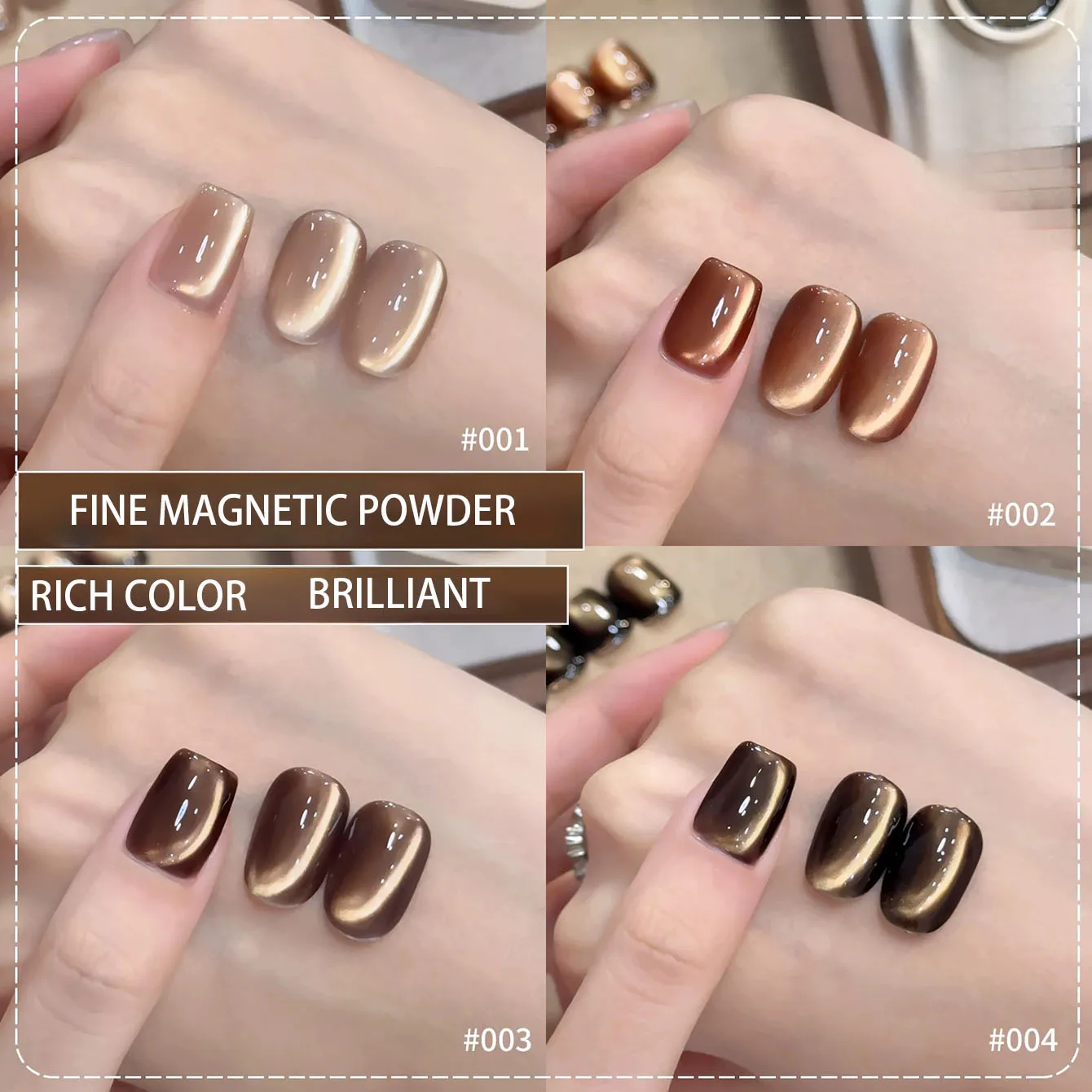 MIANEL 10ML 1-6 pz Autunno Unghie Carine Wangqiuyue Marrone Golden Cat Eye Smalto per unghie 2025 Nuovo Caramello Maillard Perle di Vetro Unghie