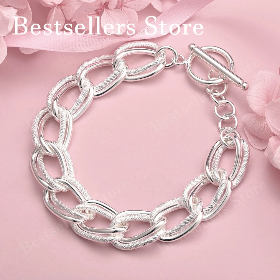 925 sterling silver 8-inch exquisite frosted knot bracelet, fashionable women's wedding accessories, jewelry party