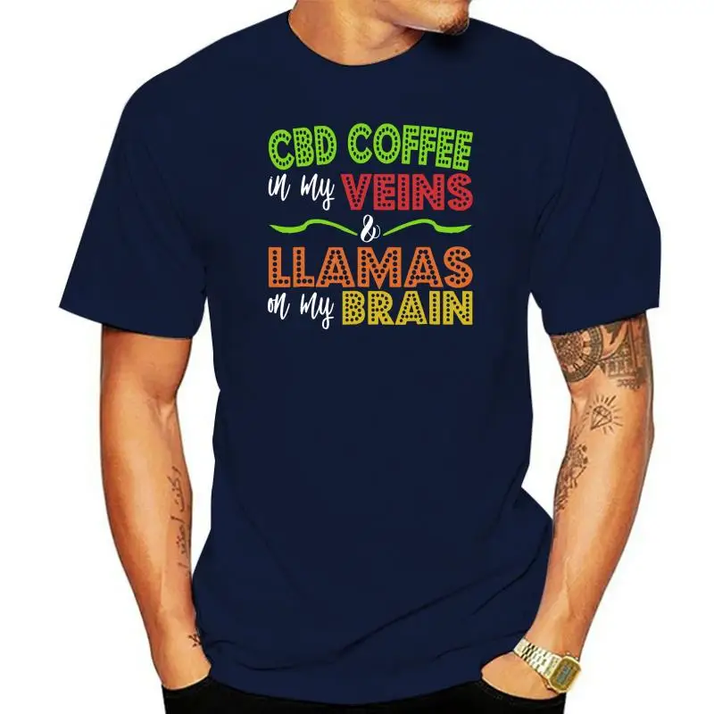 Cbd Coffee In My Veins & Llamas On My Brains Shirt Hemp Gift Breathable Tee Shirt