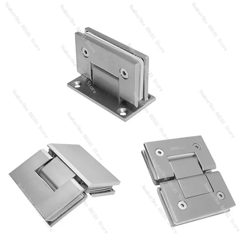 Solid Brass Glass Clamp Shower Hinge, Frameless Shower Door Hardware Accessories for Hotel Bathroom, Heavy Duty Hinge