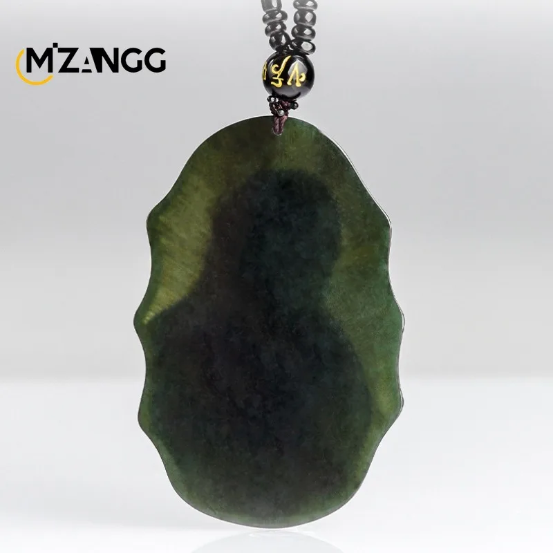 High-grade Natural Hetian Ink Jade Virgin Mary Pendant Seiko Carved Fashion Luxury Men's and Women's Necklace Mascot