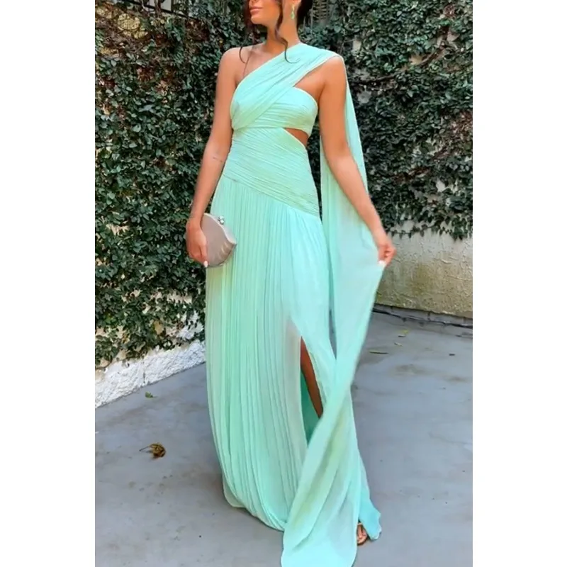 أنيقة المرأة طيات مشد عطلة حفلة فستان ماكسي مثير قبالة الكتف الجوف خارج الشق ضيف مساء كوكتيل حورية البحر فستان طويل