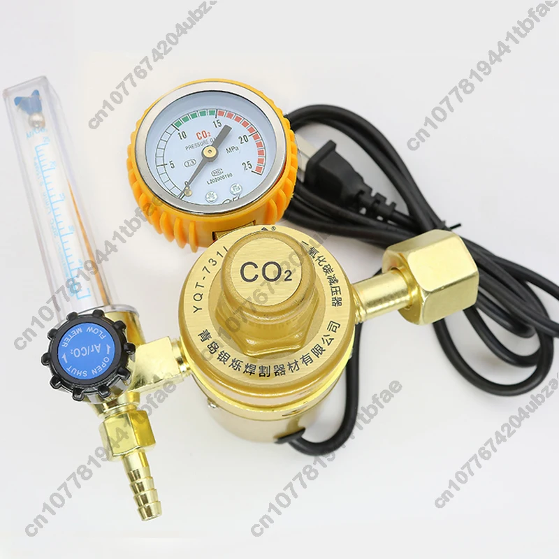 

CO2 Pressure Regulator Carbon Dioxide Pressure Reducer Heated Pressure Gauge Meter Flowmeter For MIG/TIG Welding 36/110/220V