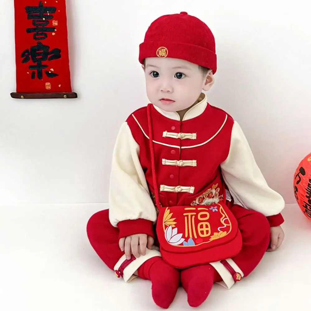 

Повседневная новогодняя сумка через плечо с буквенным принтом, традиционная красная сумка в форме лотоса, сумка-мессенджер, лучшие пожелания, карман для денег на удачу, дети