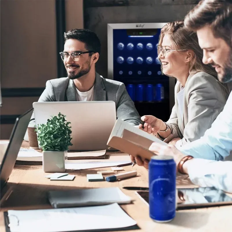 Beverage Refrigerator and Cooler with Glass Door, Digital Thermometer, Cooling Convection Fan, Simple Controls