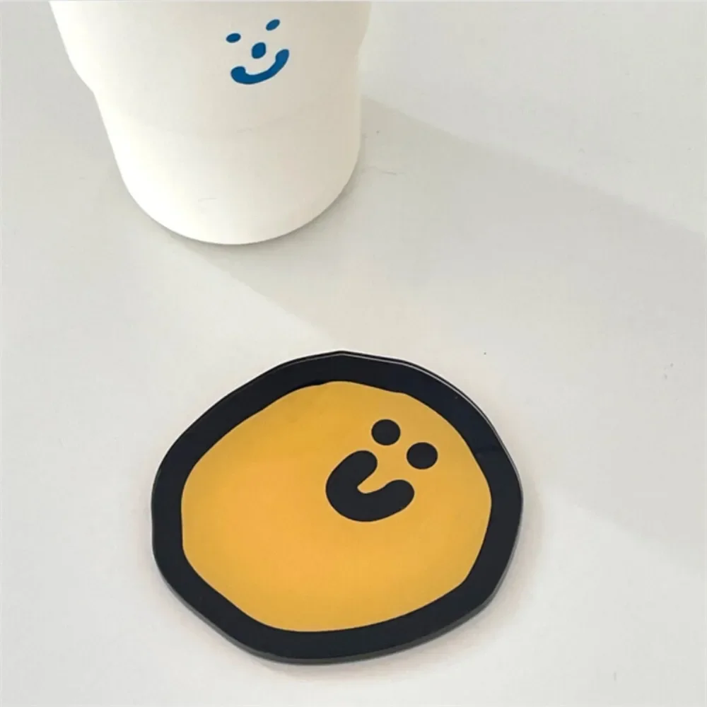 Cute Cartoon Acrylic Coaster Pads Mug Coffee Drinks Placemats Smiley Cup Mat Holder Mat Kawaii Desk Mats Heat-resistant Bowl Pad