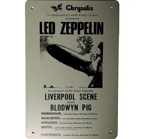Rock N Roll Themed Metal Sign ; (Reprint) 1969 Tour Image
