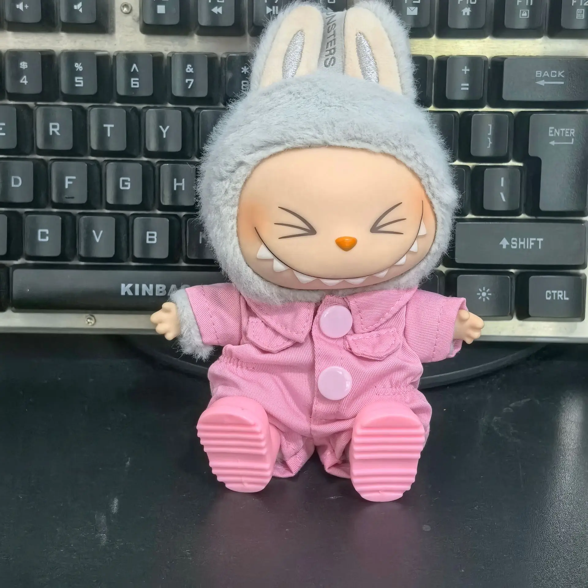 Ropa Labubu mono Ropa de trabajo Ropa de trabajo para muñecas para 17cm Labubu V3 Ropa para muñecas accesorios de atuendo Ropa para muñecas de peluche