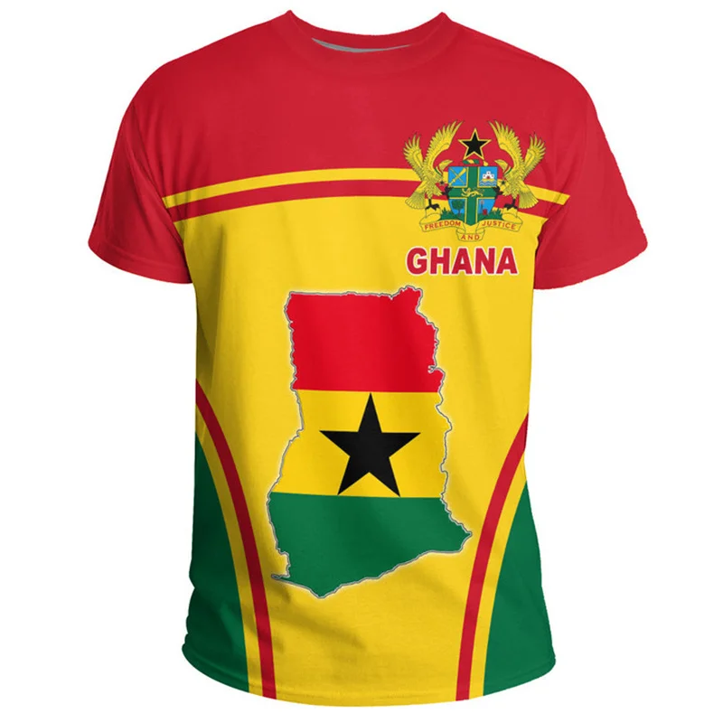 Ghana Nationa IndependenceDay 3D Print T Shirt The Republic-of Ghana Map Emblem Flag Graphic T-shirts For Men Mens Clothing Tops