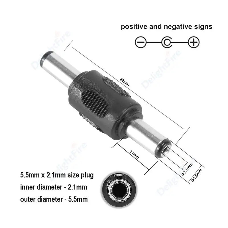 5.5*2.1mm To 5.5 2.1mm DC Power Connector 12V DC Power Jack 5.5*2.1mm Female To Female Male To Male DC Power Adapter Connectors