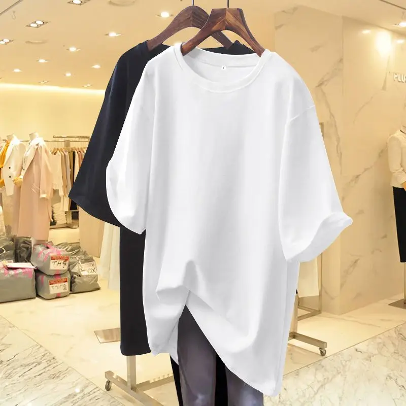 

New Women Clothing Simplicity Loose Street Casual Tops Short Sleeve Solid All-match Lazy Style T Shirts Fashion Trend Summer