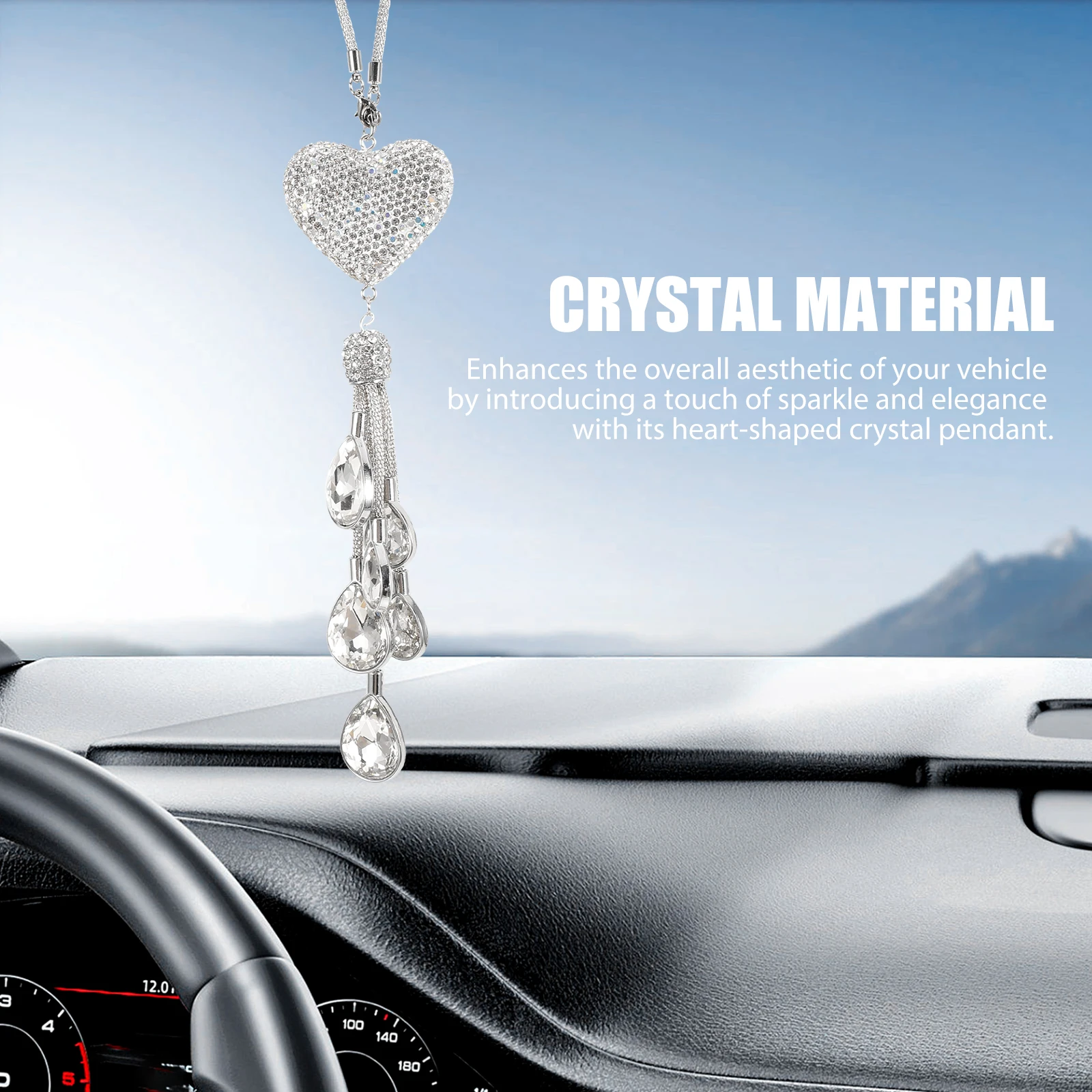 

Crystal Heart Car Hanging nament Rear View Mirror Pendant Decoration Accessories Car Interior Supplies