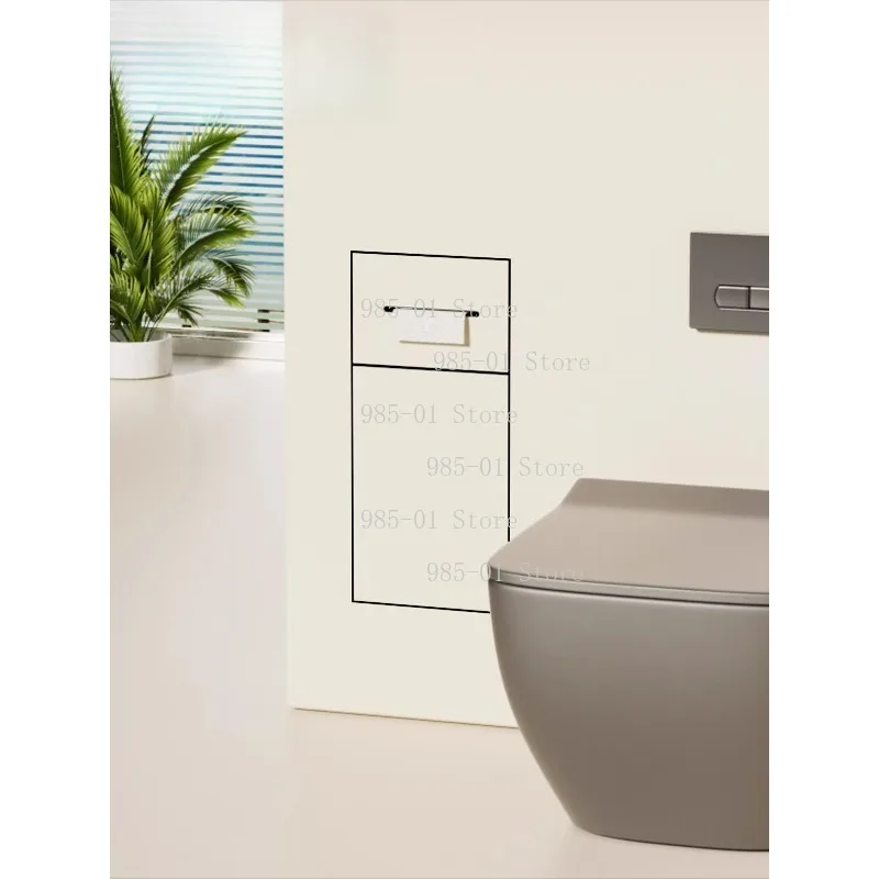 Recessed Stainless Steel Toilet Niche with Hidden Trash Can, Tissue Box and Toilet Brush Rack