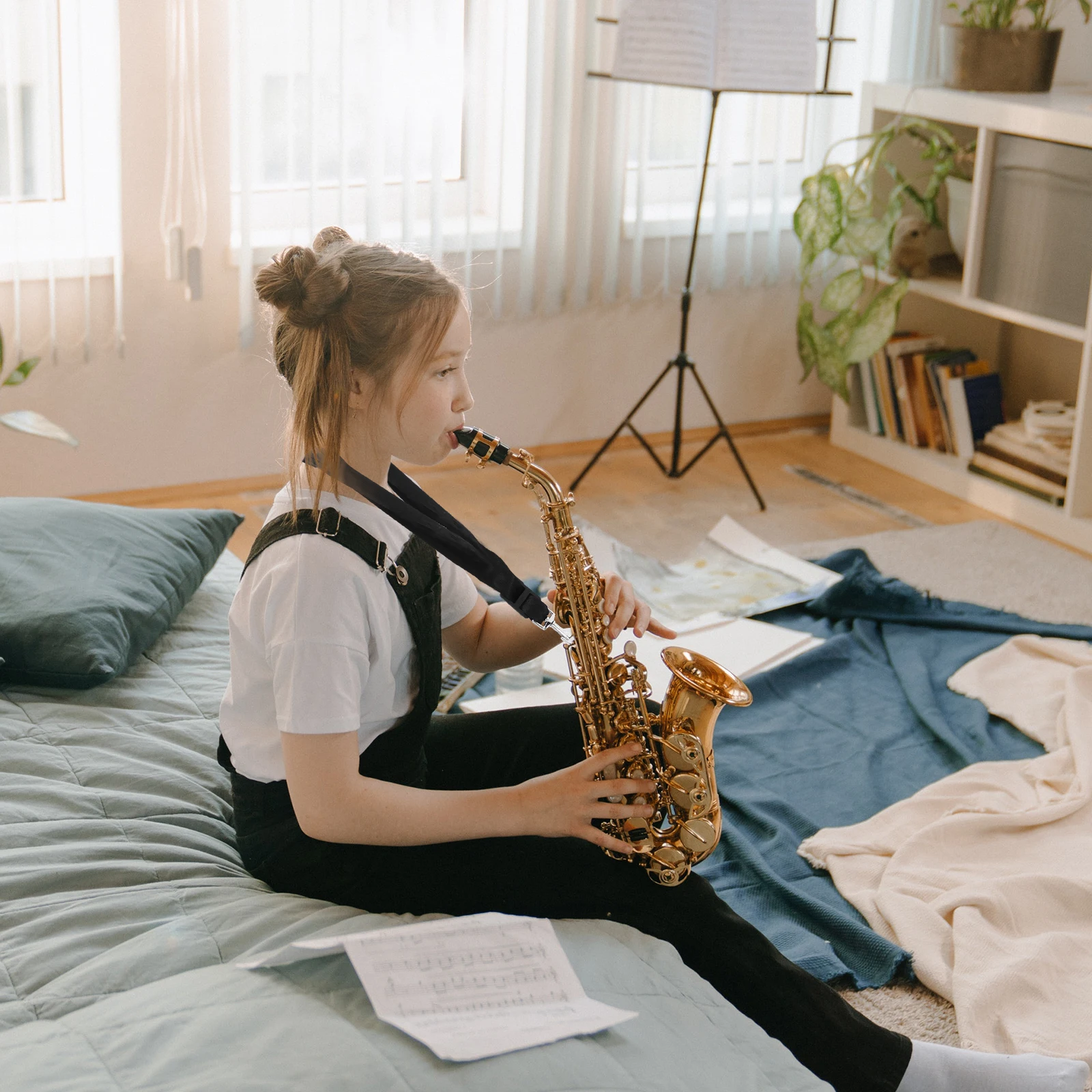 

Adjustable 47cm-61cm Saxophone Shoulder Strap Breathable Fabric Comfortable Wear Durable Anti Rust Foldable
