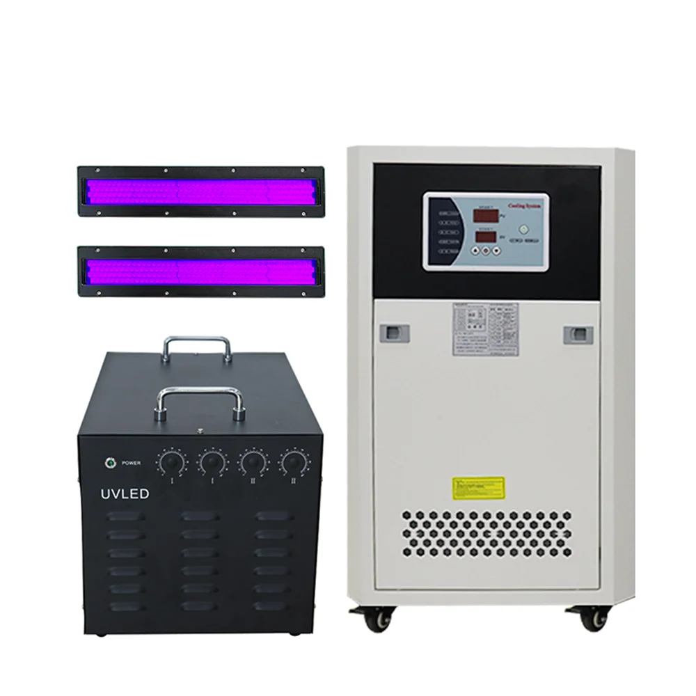 Complete Uv Led Curing System Water Cooled High Power 2pcs Uv Lamp for UV Oil UV Ink UV Glue UV Paint Cure