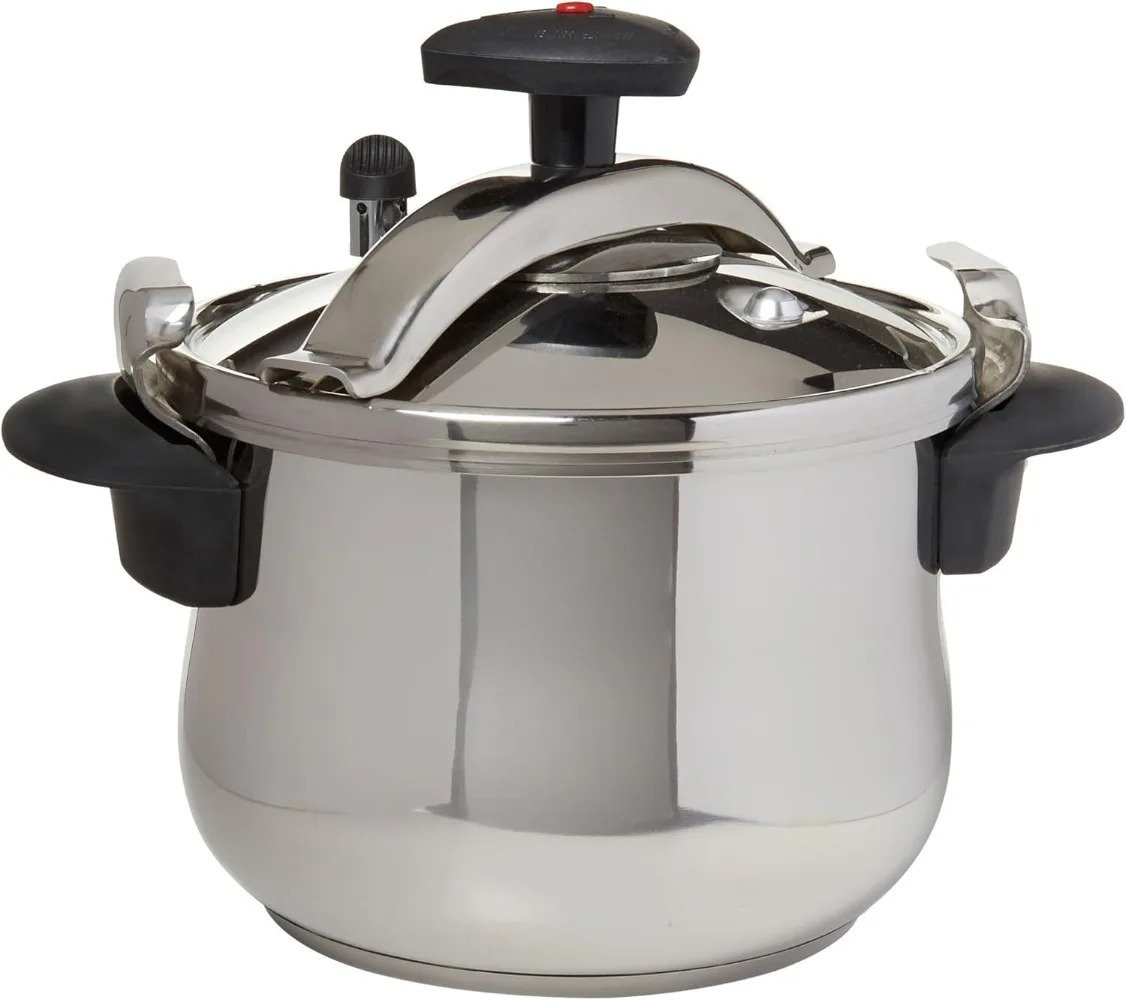 

MAGEFESA ® Star B fast pressure cooker, 6.3 Quart, with rounded bottom, made in 18/10 stainless steel, suitable for all types