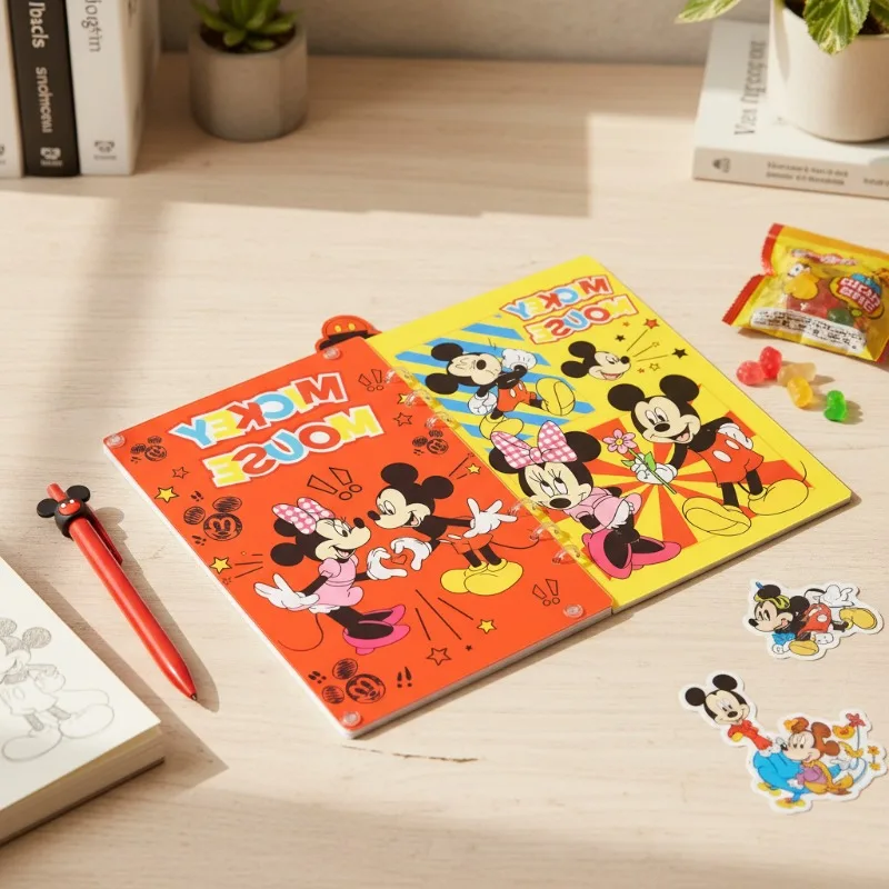 Acrylic Rustle Shake Book A5 A7 Mickey and Minnie Cartoon Sketch Diary Handbook Student Stationery Friends Sticker Kawaii Gift view 4
