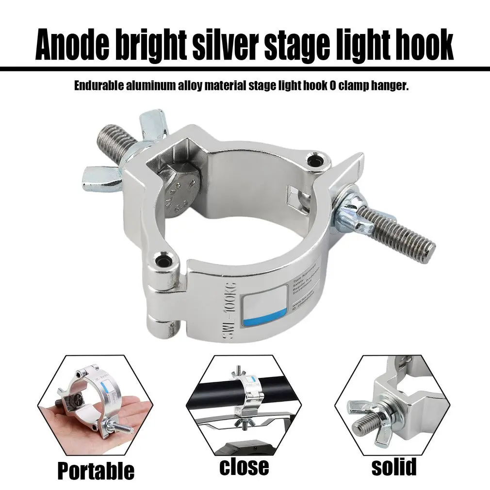 48-51mm Alumimun Alloy Round Clamp Hanger Hook Bracket Stage Durable Heavy Duty Hook Theatre Lighting Kit