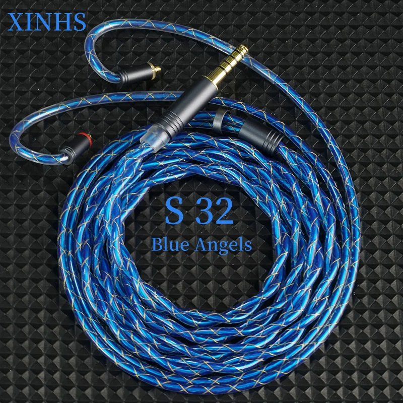 xinhs-s32-2-コア-ブルー-エンジェル単結晶銅銀メッキ-hifi-イヤホン-ケーブル