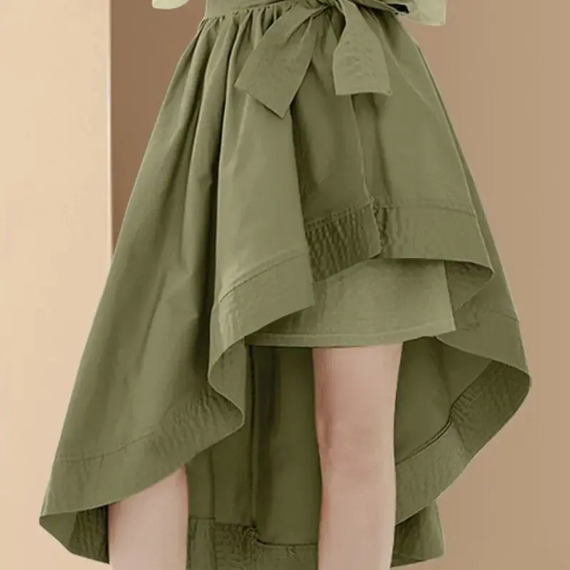 2023 Korean Version New Fashion Women's Set Spring/Summer T-shirt+Dress Irregular Half Dress Two Piece Set
