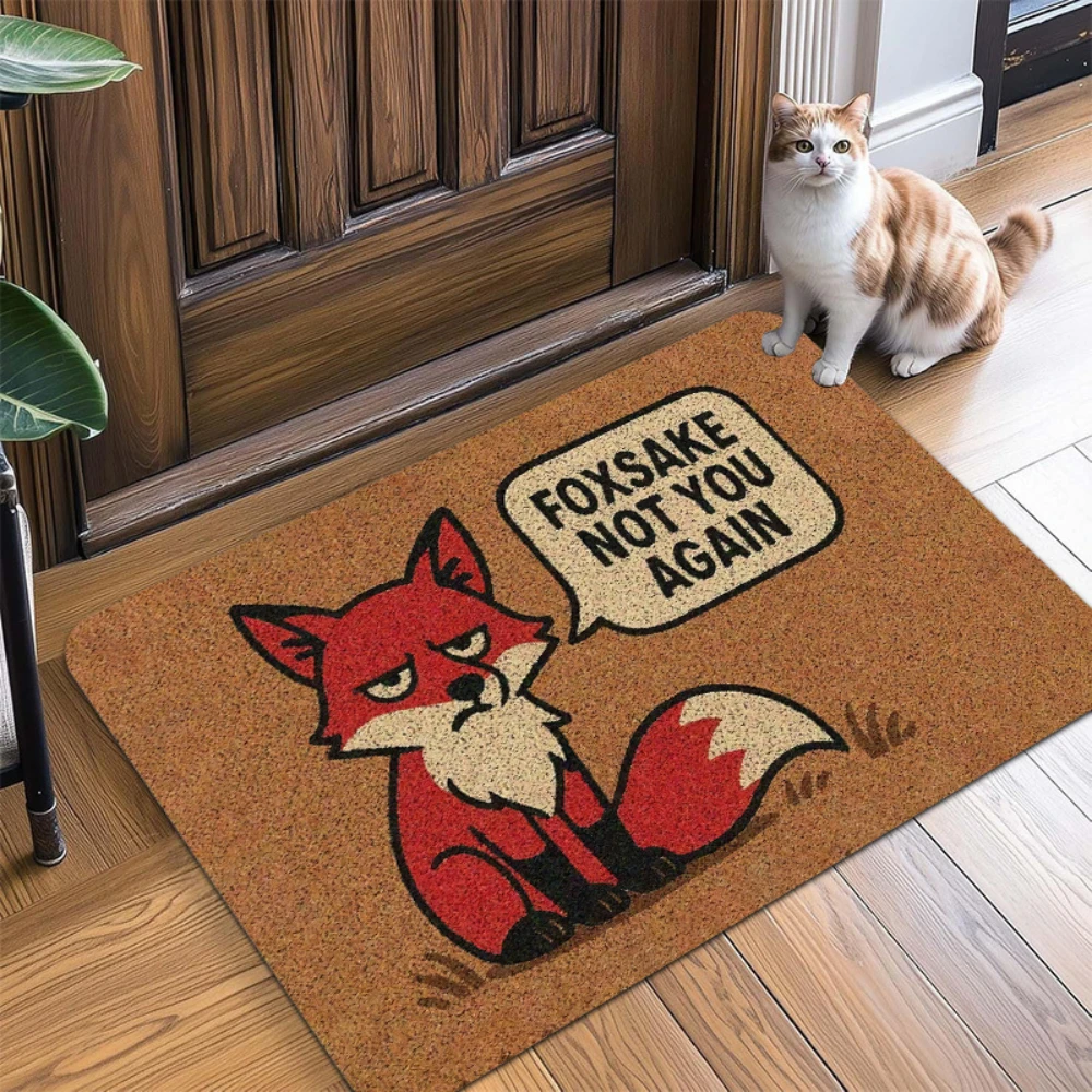 Cartoon Frog Wolf Cat Horse Fox Ladybug Animal Graphic Print Doormat Front Porch Entryway Shoe Cabinet Nook Sunroom Side Rug