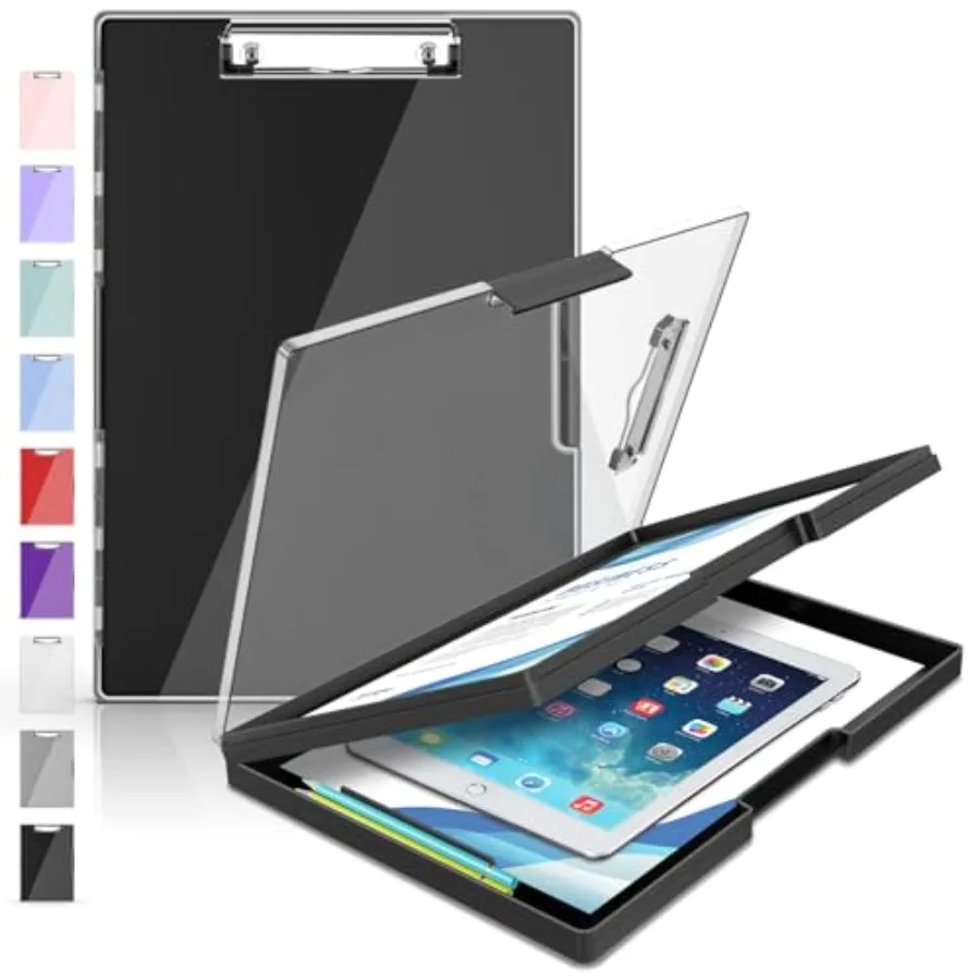 

Clipboard with Storage, Heavy Duty Cleaview Clip Boards 8.5x11 with Dual Storage, Dry Erase Plastic Nursing Clipboard, High Cap