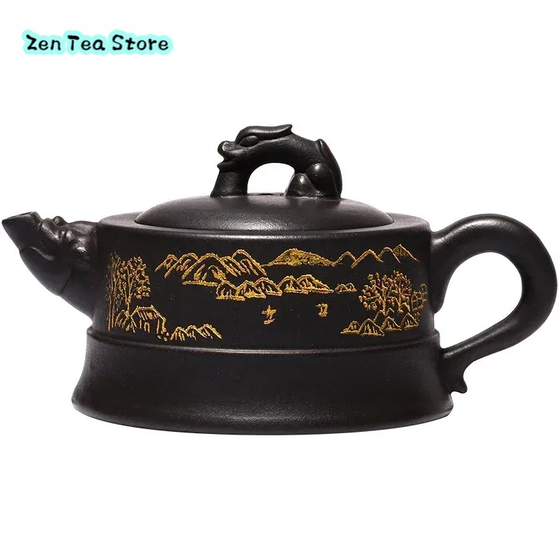 

Loiesag 225ml Yixing Famous Ingenuity Handmade Zisha Tea Pot Raw Ore Ugin Mud Nine Holes Effluent Longting Purple Clay Teapots