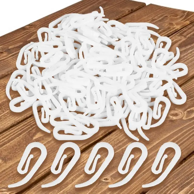 100pcs/Set Curtain Hanging Hooks Ring Window Curtain Hanger Hooks White Plastic Curtain Hook For Car Home Office Curtain Hanger