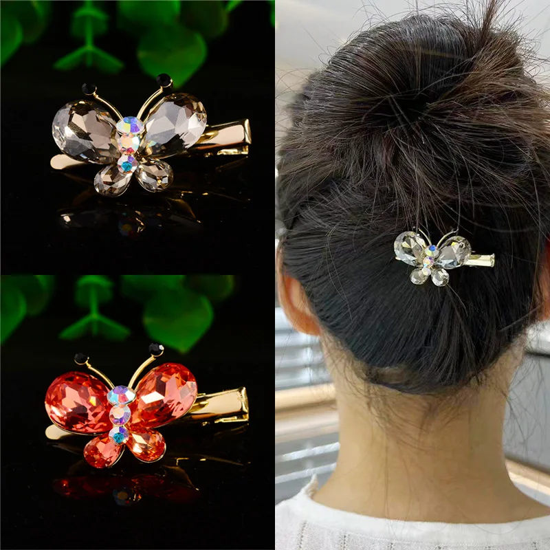 Japanese and Korean Cute Bunny Hairpin Imitation Crystal Butterfly Headdress Side Clip Ball Premium Hair Accessories for Women