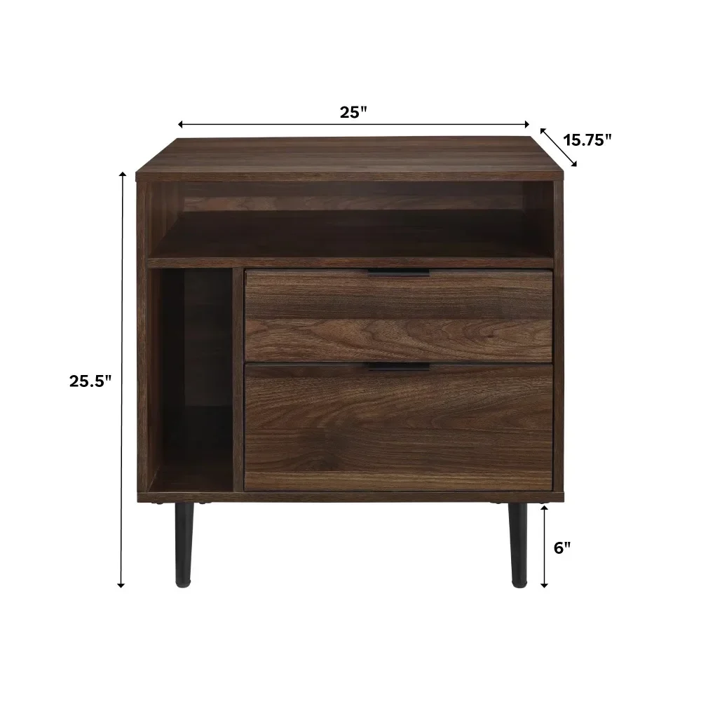 Conveniente Nightstand com Metal Slides, gavetas e prateleiras, Sturdy Nightstand
