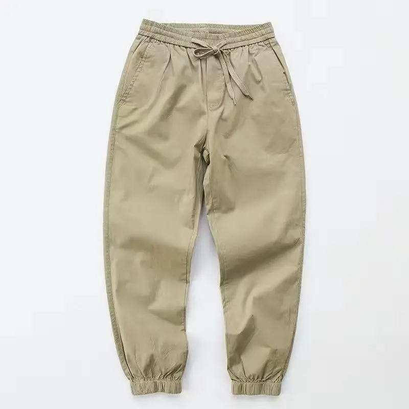 Pantalones Cargo ajustados para hombre, pantalón de pesca de color caqui, holgado, de gran tamaño, elegante, de nailon, Y2k