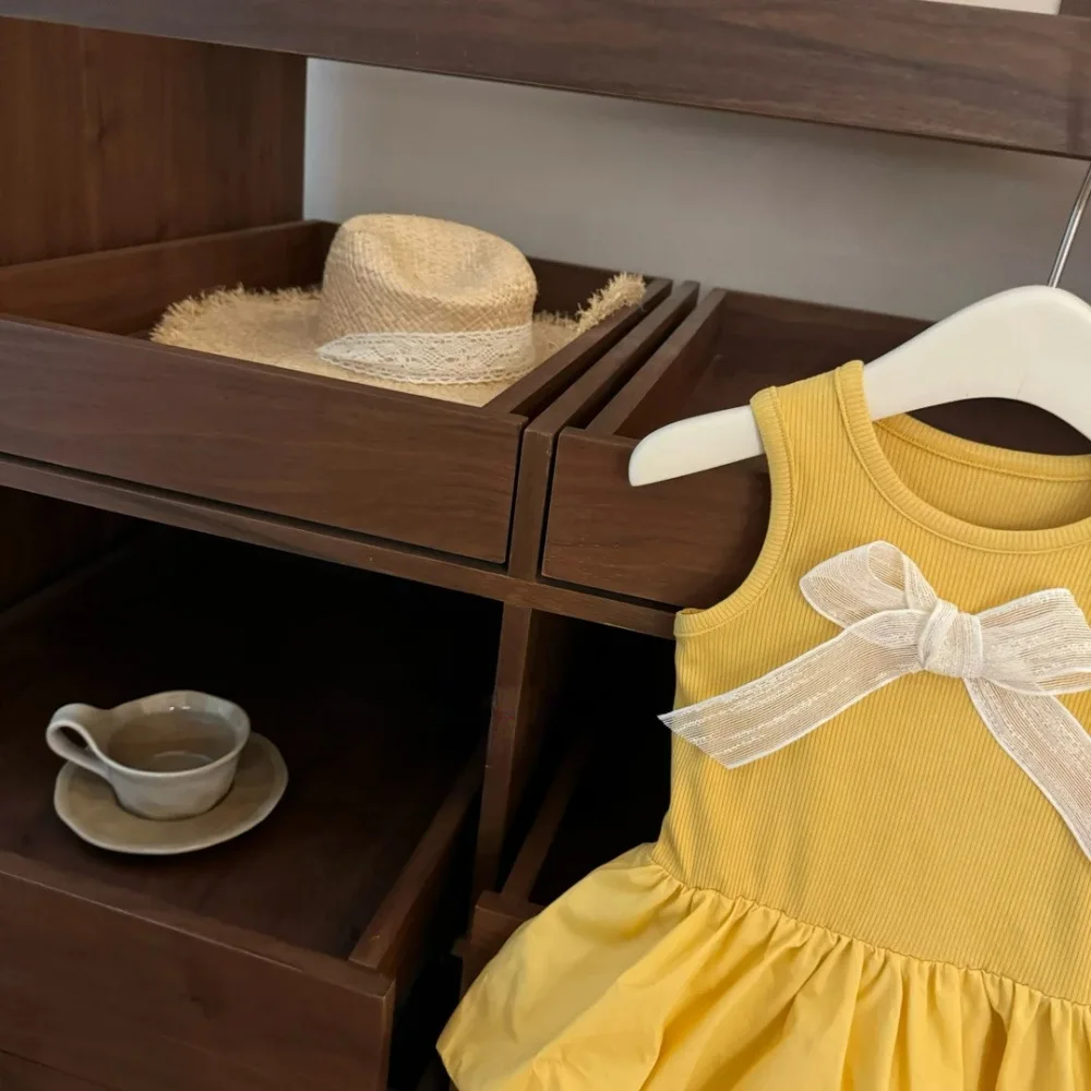 

Cute Girl Dress Spring/Summer Ballet Girl Goose Yellow Ice Thread Puffy Tank Top Skirt Sweet Flower Bud Dress