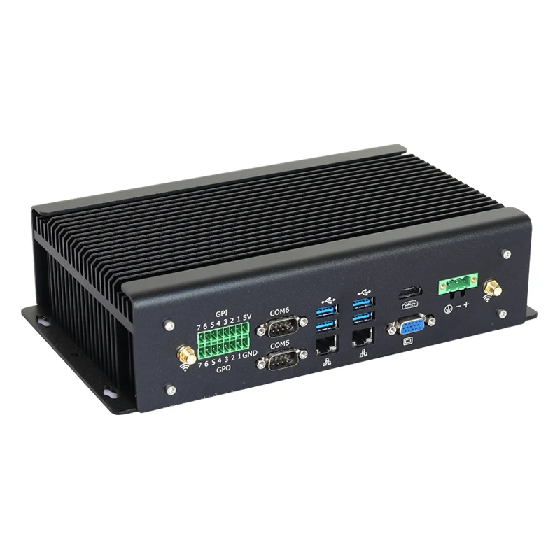 Tanpa Kipas Industri Mini PC I7 1165G7 6x DB9 RS232/422/485 2x GbE LAN GPIO HDMI VGA 6x USB Mendukung Wi-Fi 4G LTE Windows Linux