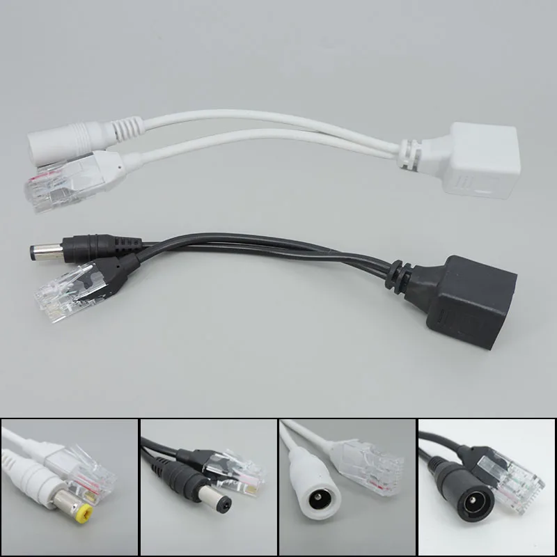 

white black POE Passive Power RJ45 DC Over Ethernet Adapter Cable POE Splitter Injector Supply Module 12-48v For IP CCTV W28