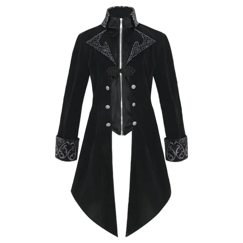 European And American Tuxedo Medieval Retro Clothing Mid-length Punk Men's Coat