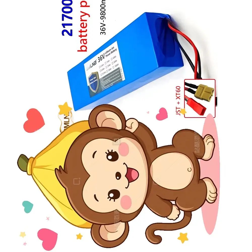 

36V 9800mAh Built in BMS For fishing bicycle Large Capacity Batteries 10S2P Rechargeable Battery 21700 Lithium Battery Pack