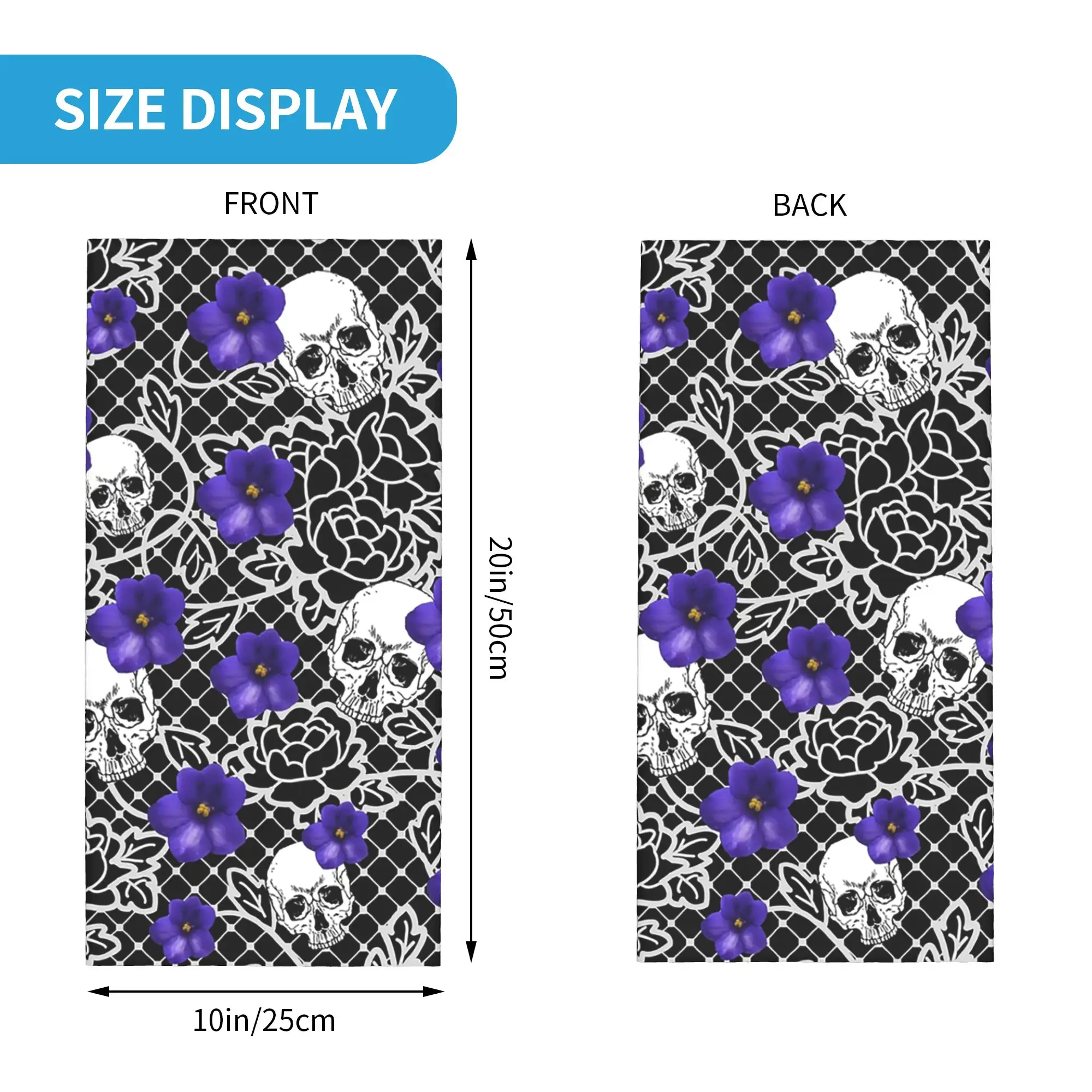 Lace with skull and violet flower Bandana Neck Gaiter Printed Wrap Mask Scarf Cycling Scarf Cycling Unisex Adult Windproof