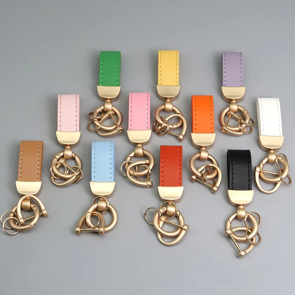 

Genuine Leather Car Keychain Handmade Knit Sheepskin Key chains for Women