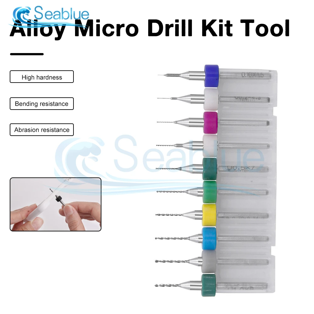 10 unids/set 0,3mm a 1,2mm PCB Mini broca de carburo de acero de tungsteno para placa de circuito de impresión CNC máquina de brocas 0,1-1/1,1-2mm